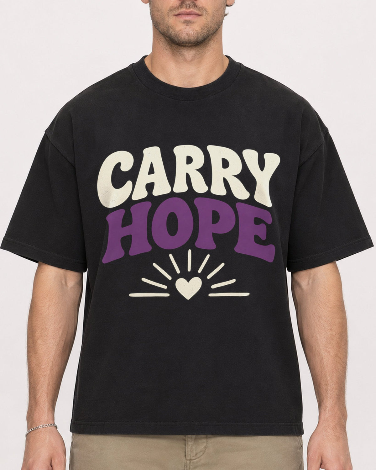 Mockup Boxy Heavyweight Tee Black male close-up 08