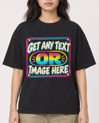 Mockup Boxy Heavyweight Tee Black female close-up 02