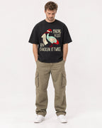 Mockup Boxy Heavyweight Tee Black male full-body 08
