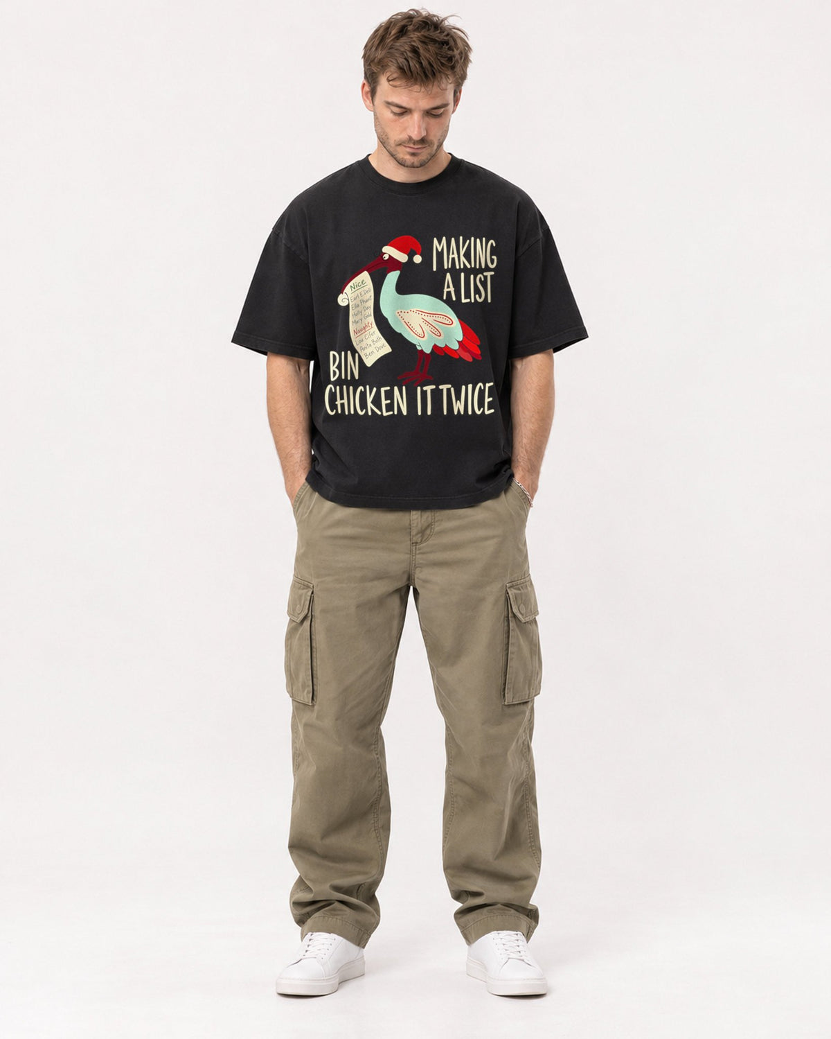 Mockup Boxy Heavyweight Tee Black male full-body 08