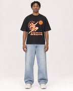 Mockup Boxy Heavyweight Tee Black male full-body 05