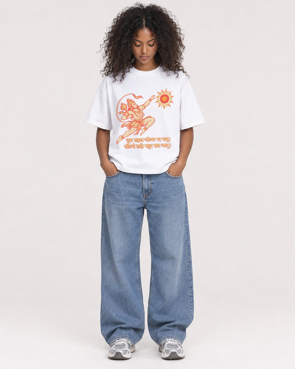 Mockup Boxy Heavyweight Tee White female full-body 05