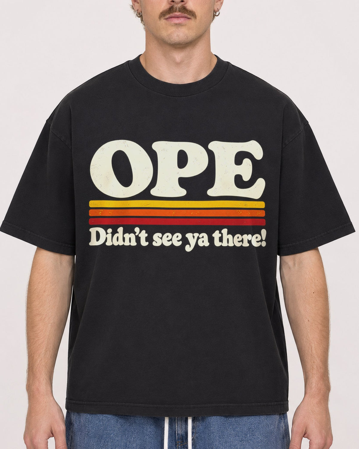Mockup Boxy Heavyweight Tee Black male close-up 19