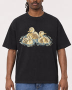 Mockup Boxy Heavyweight Tee Black male close-up 34