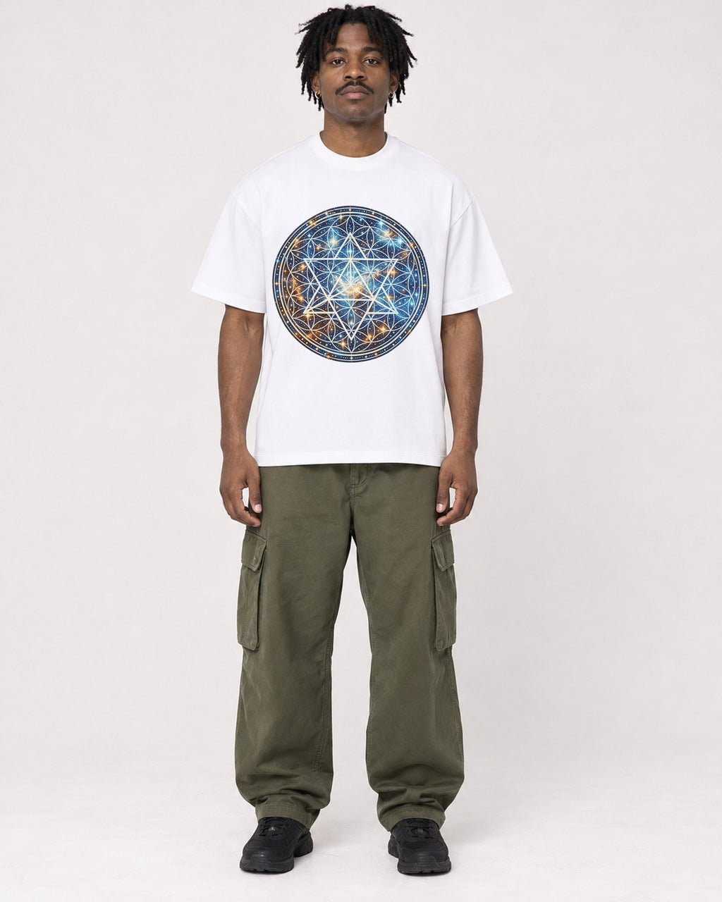 Mockup Boxy Heavyweight Tee White male full-body 04