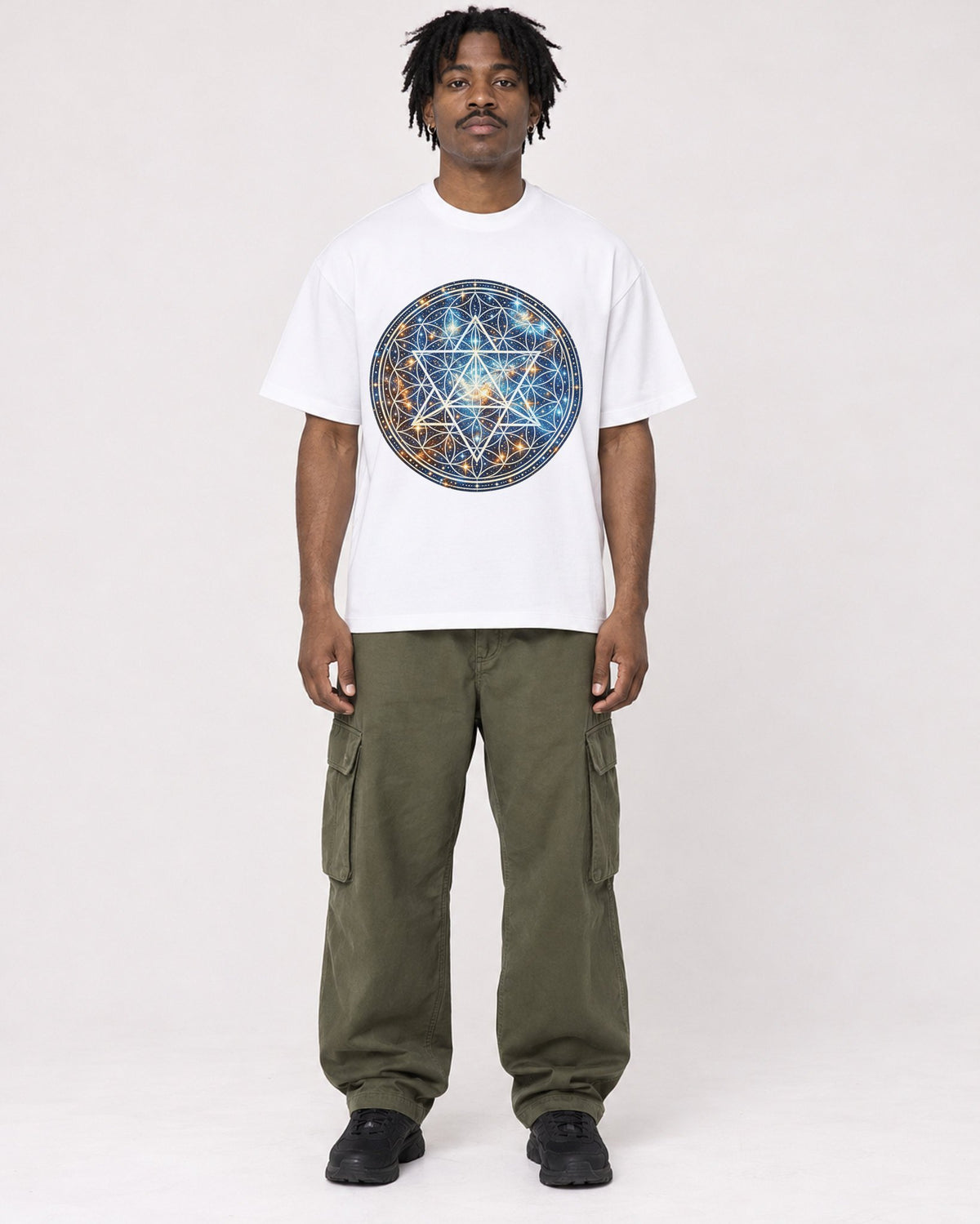Mockup Boxy Heavyweight Tee White male full-body 04