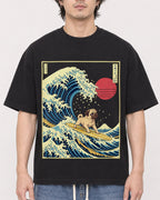 Mockup Boxy Heavyweight Tee Black male close-up 03