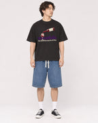Mockup Boxy Heavyweight Tee Black male full-body 03