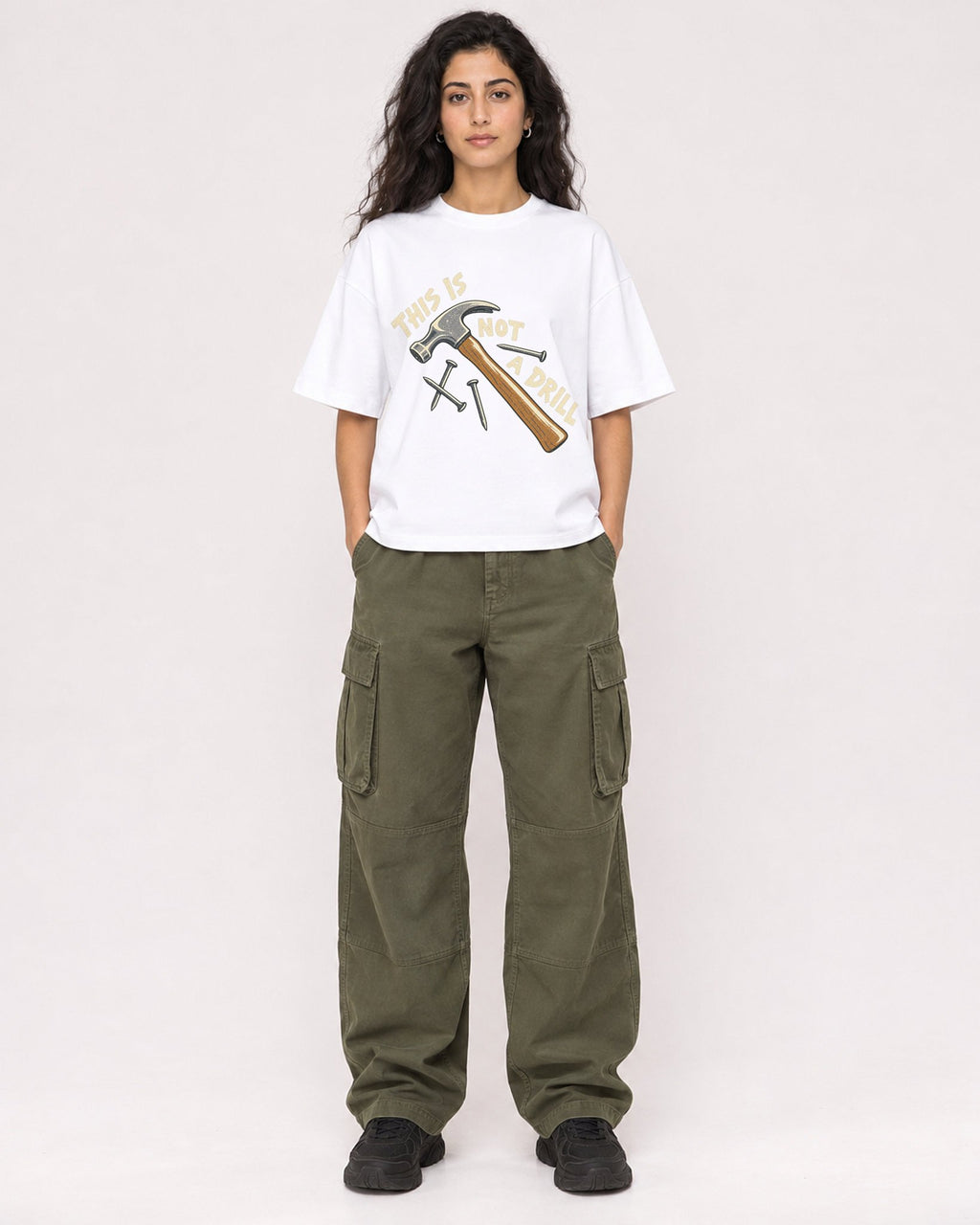Mockup Boxy Heavyweight Tee White female full-body 07