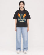Mockup Boxy Heavyweight Tee Black female full-body 43