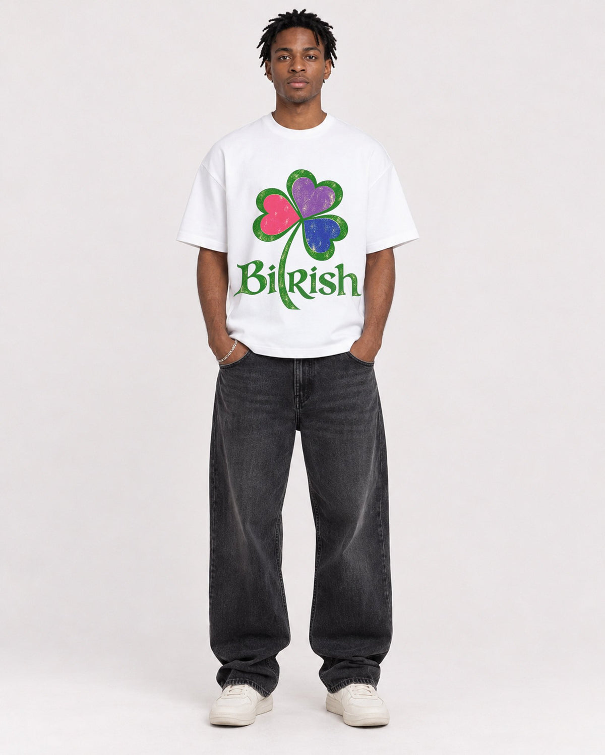 Mockup Boxy Heavyweight Tee White male full-body 05