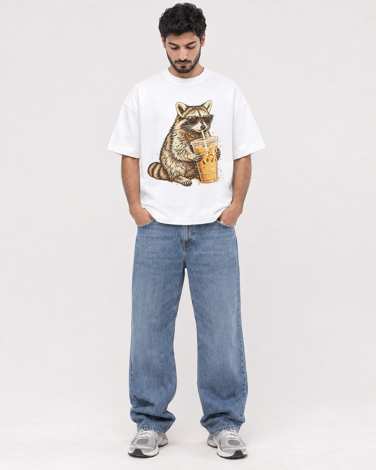 Mockup Boxy Heavyweight Tee White male full-body 07
