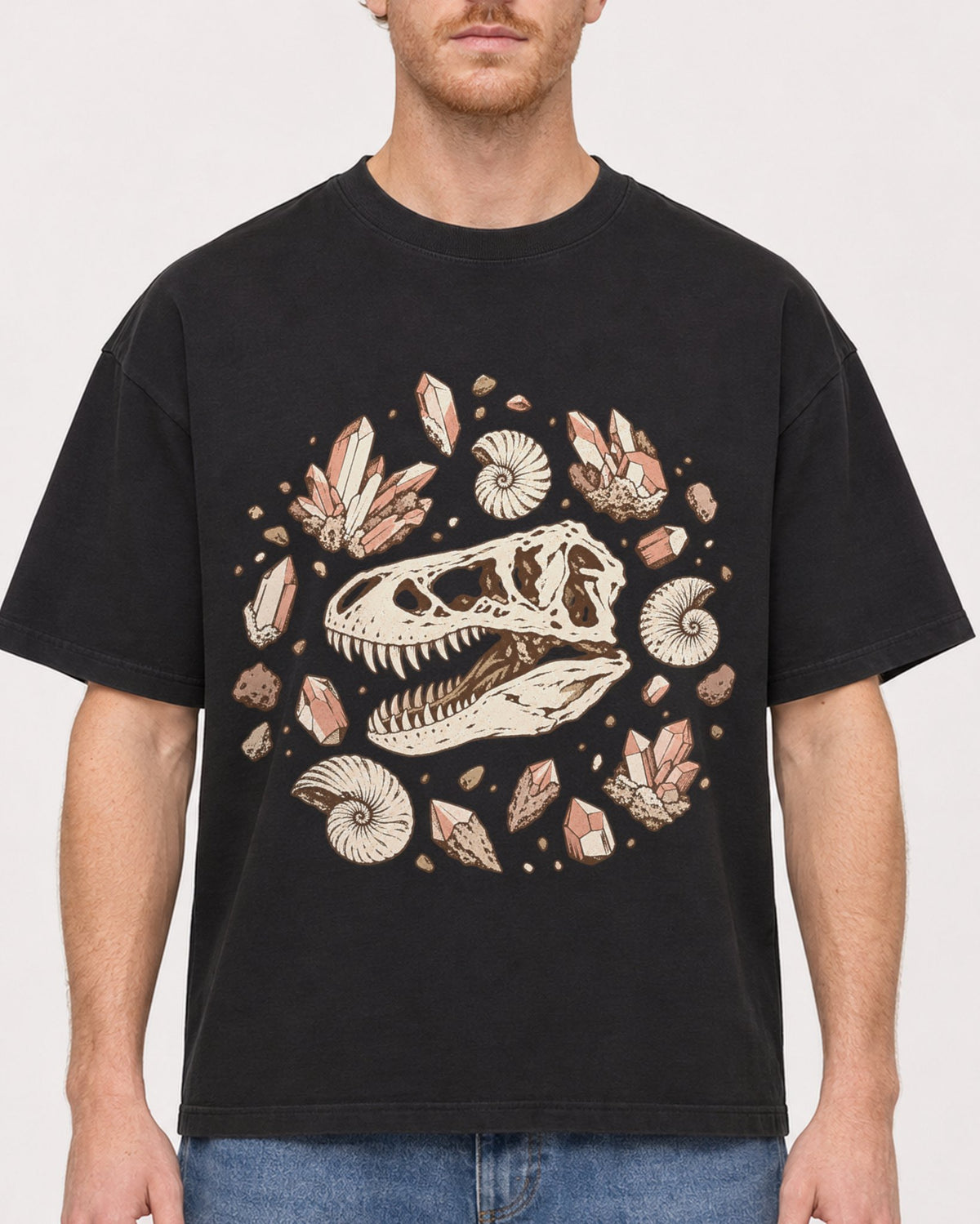 Mockup Boxy Heavyweight Tee Black male close-up 38