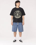 Mockup Boxy Heavyweight Tee Black male full-body 23