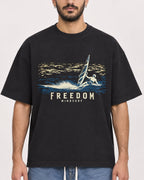 Mockup Boxy Heavyweight Tee Black male close-up 07