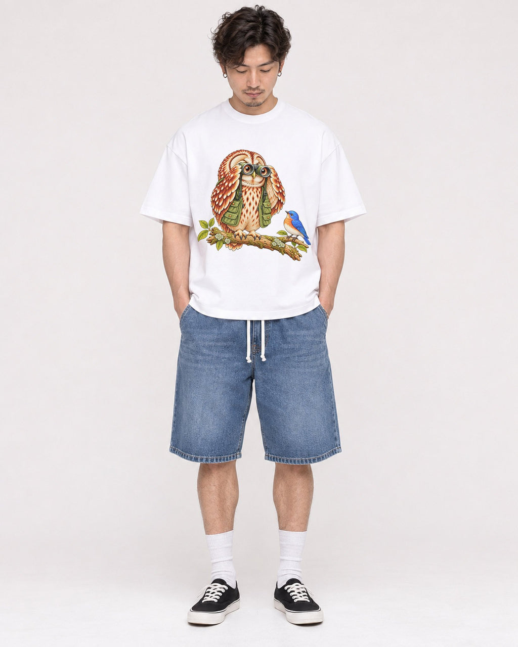 Mockup Boxy Heavyweight Tee White male full-body 03