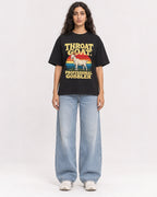 Mockup Boxy Heavyweight Tee Black female full-body 07