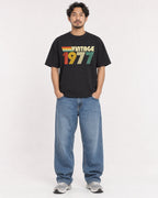 Mockup Boxy Heavyweight Tee Black male full-body 02