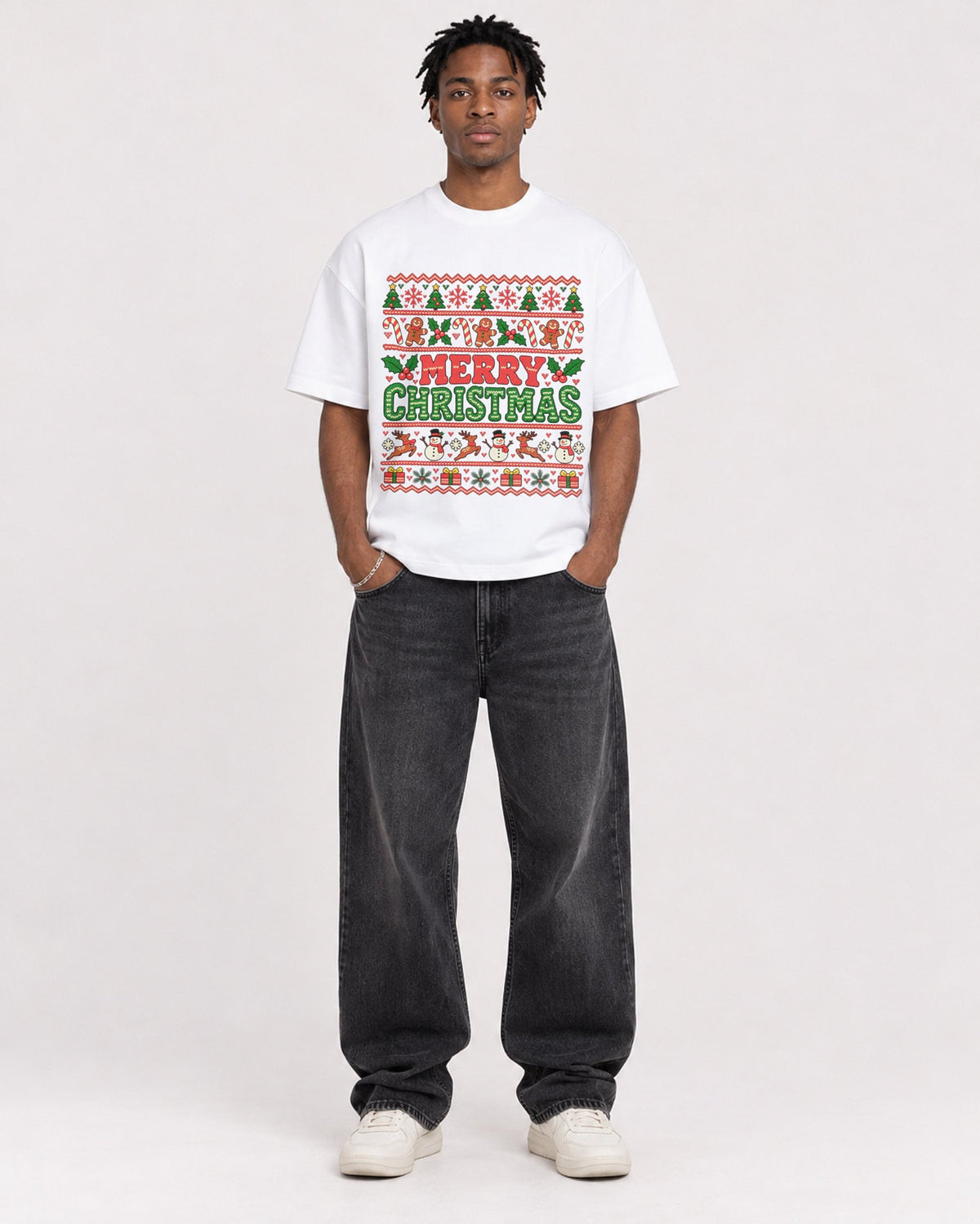 Mockup Boxy Heavyweight Tee White male full-body 05