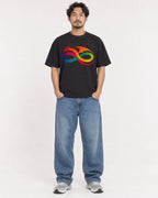 Mockup Boxy Heavyweight Tee Black male full-body 02