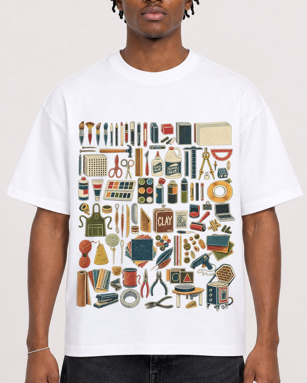 Mockup Boxy Heavyweight Tee White male close-up 05