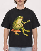 Mockup Boxy Heavyweight Tee Black male close-up 09
