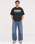 Mockup Boxy Heavyweight Tee Black male full-body 10