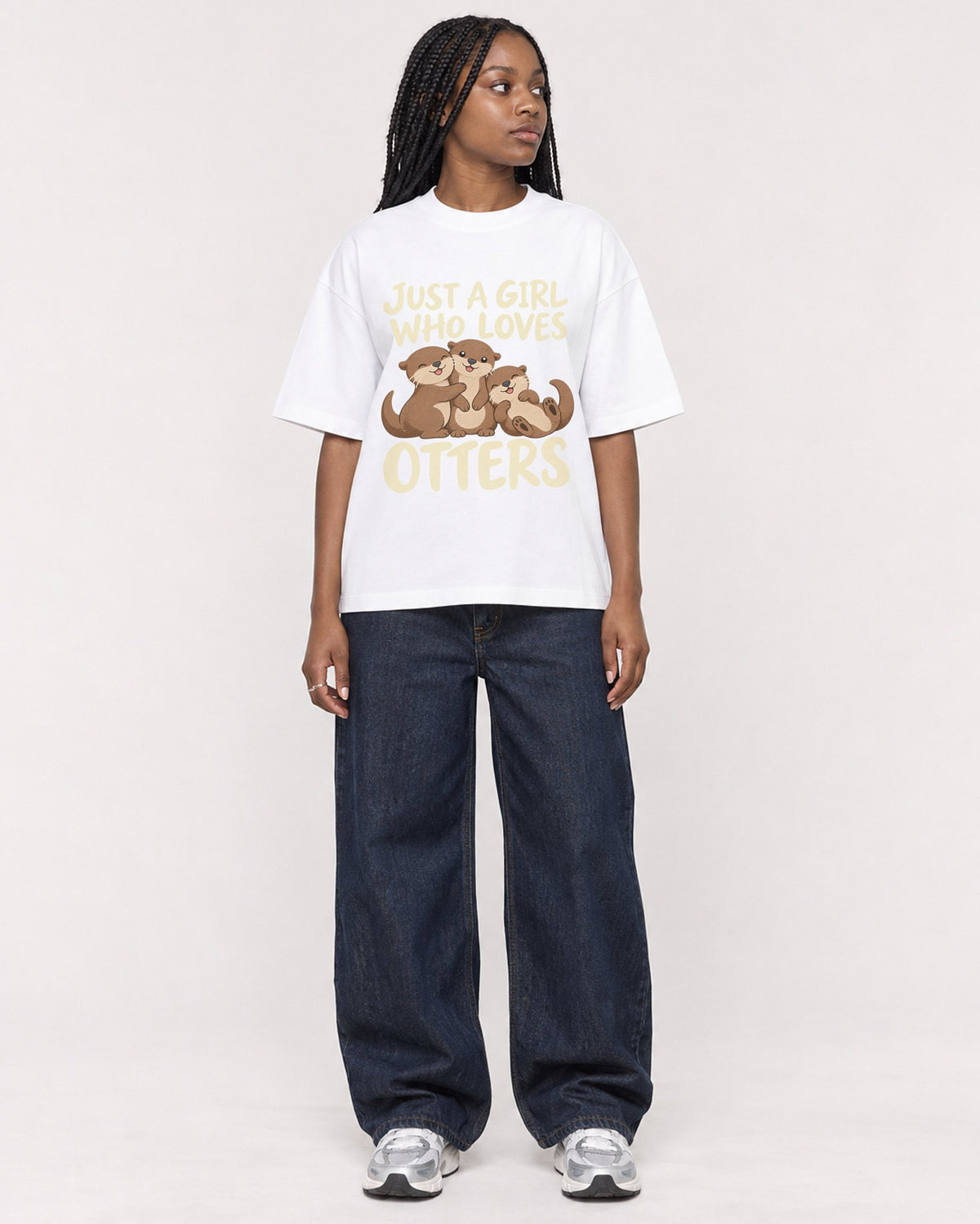 Mockup Boxy Heavyweight Tee White female full-body 04