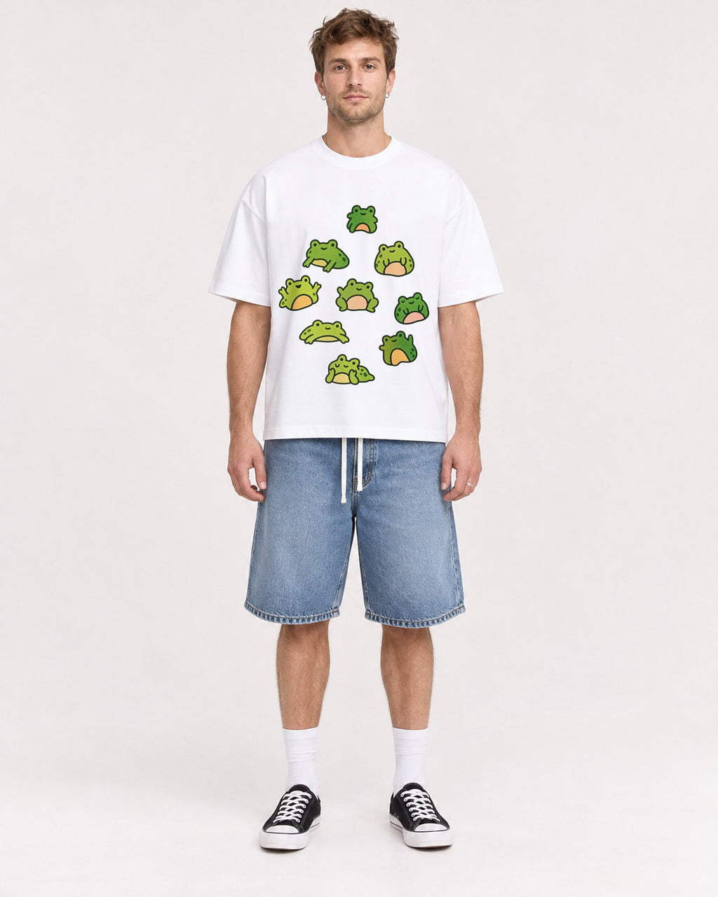 Mockup Boxy Heavyweight Tee White male full-body 08