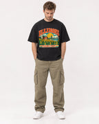 Mockup Boxy Heavyweight Tee Black male full-body 08