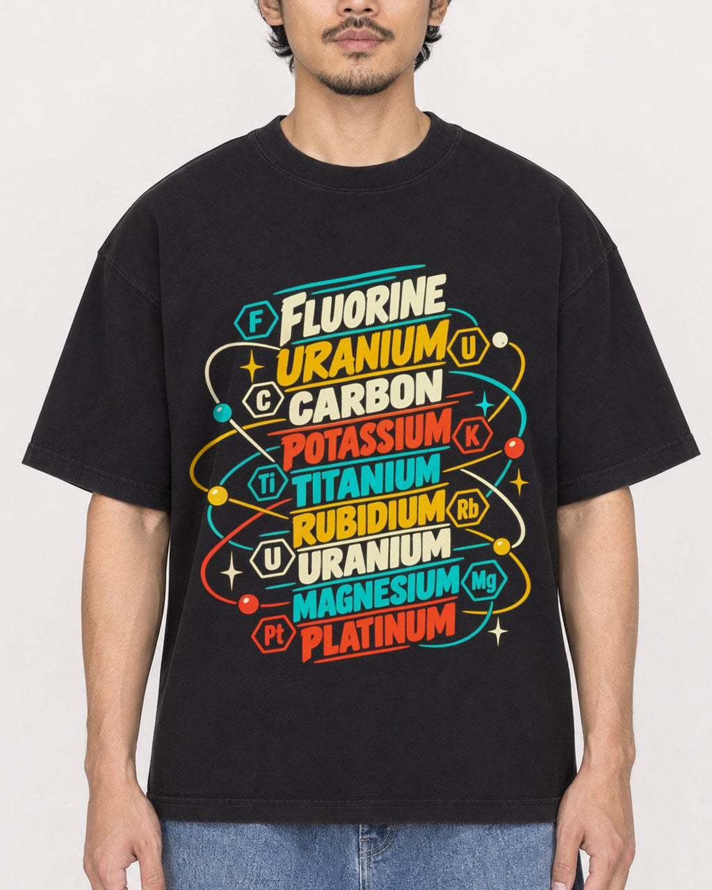 Mockup Boxy Heavyweight Tee Black male close-up 02
