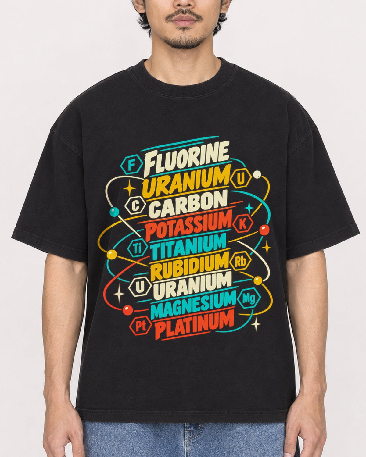 Mockup Boxy Heavyweight Tee Black male close-up 02