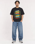 Mockup Boxy Heavyweight Tee Black male full-body 02