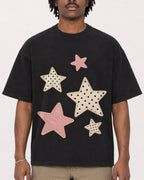 Mockup Boxy Heavyweight Tee Black male close-up 04