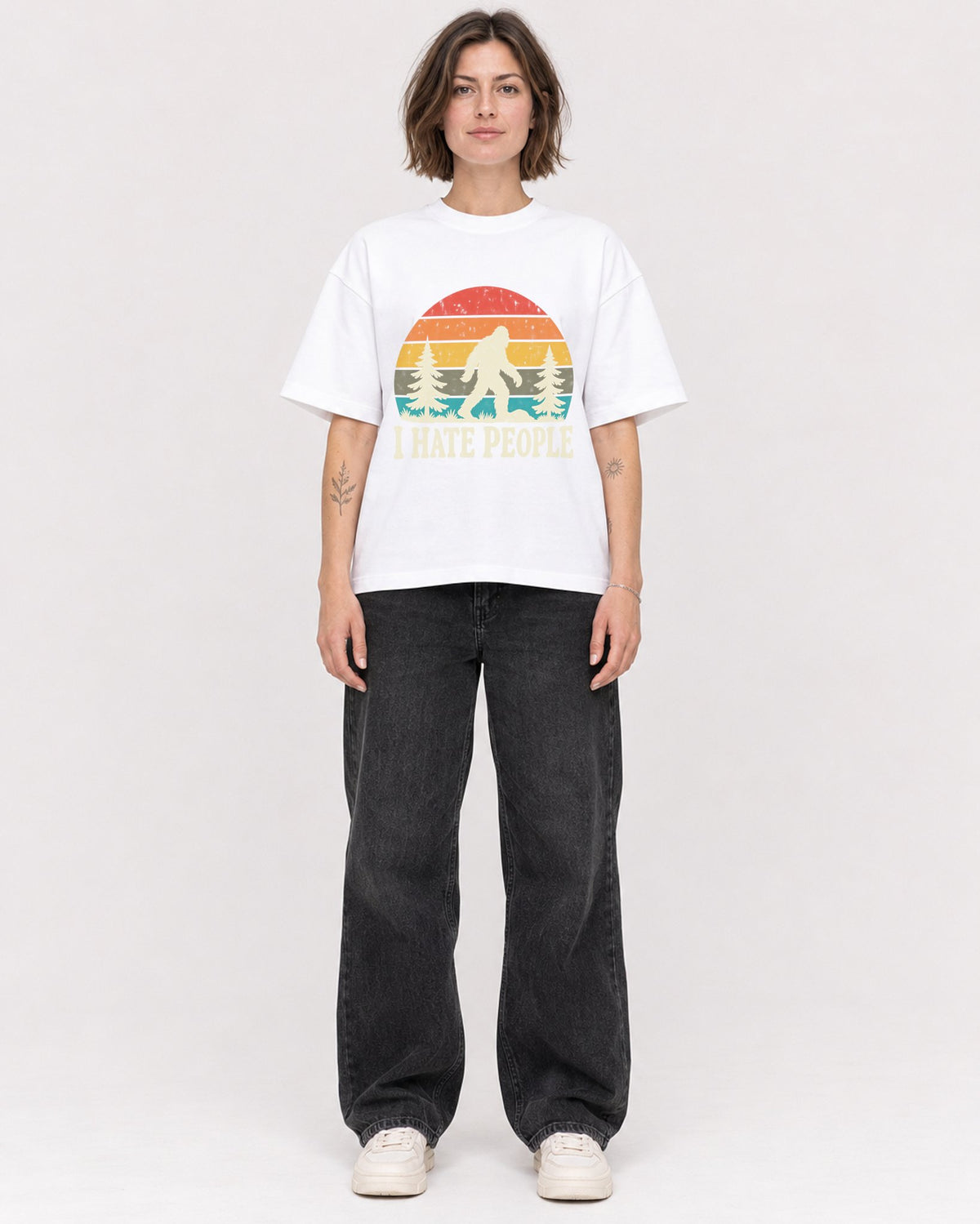 Mockup Boxy Heavyweight Tee White female full-body 18