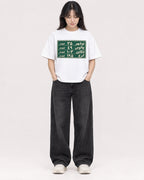 Mockup Boxy Heavyweight Tee White female full-body 13
