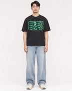 Mockup Boxy Heavyweight Tee Black male full-body 13