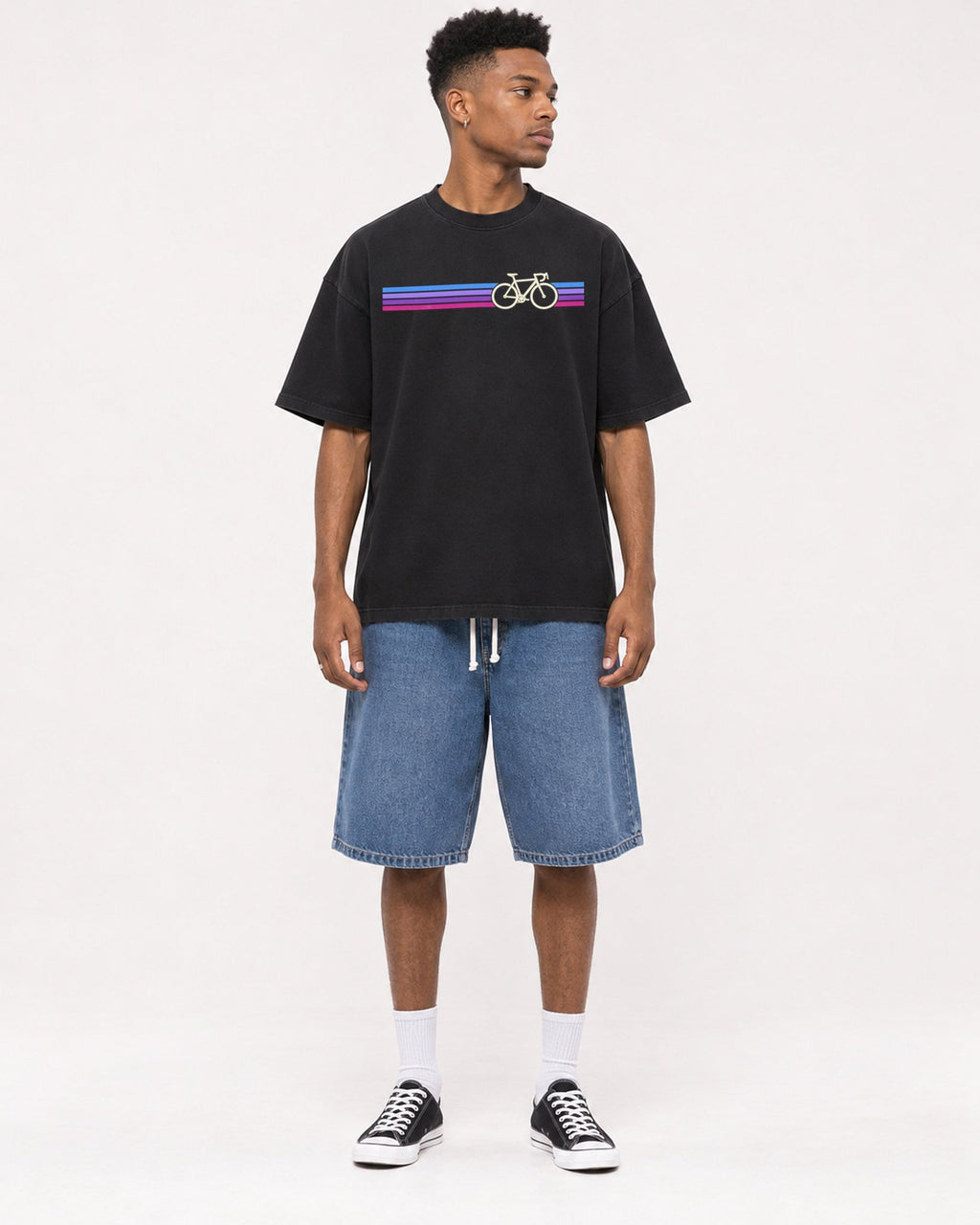Mockup Boxy Heavyweight Tee Black male full-body 15