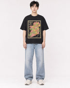 Mockup Boxy Heavyweight Tee Black male full-body 01