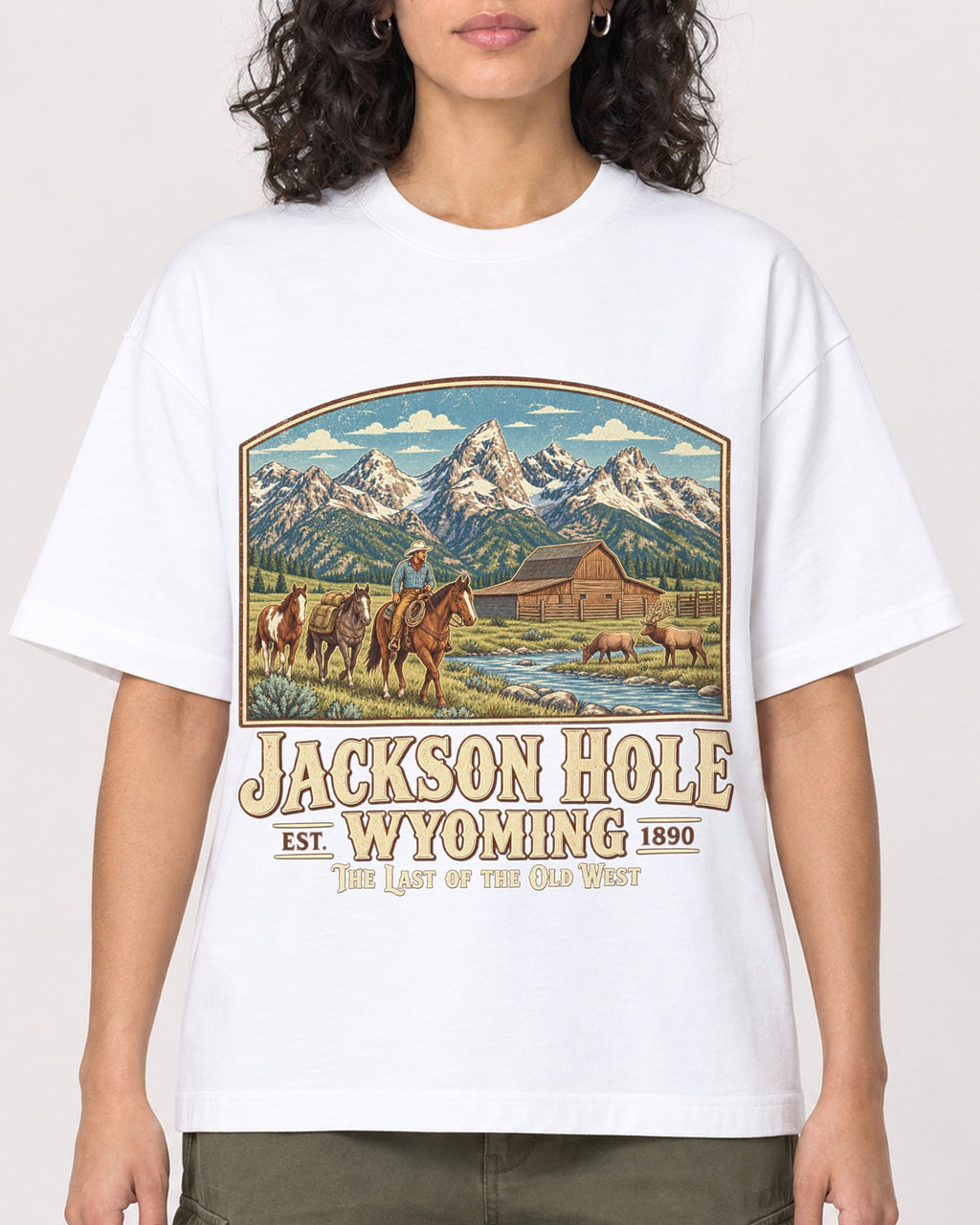 Mockup Boxy Heavyweight Tee White female close-up 27