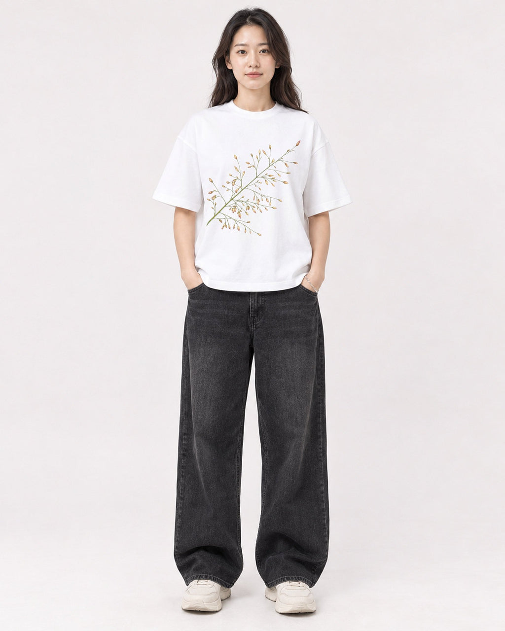 Mockup Boxy Heavyweight Tee White female full-body 03