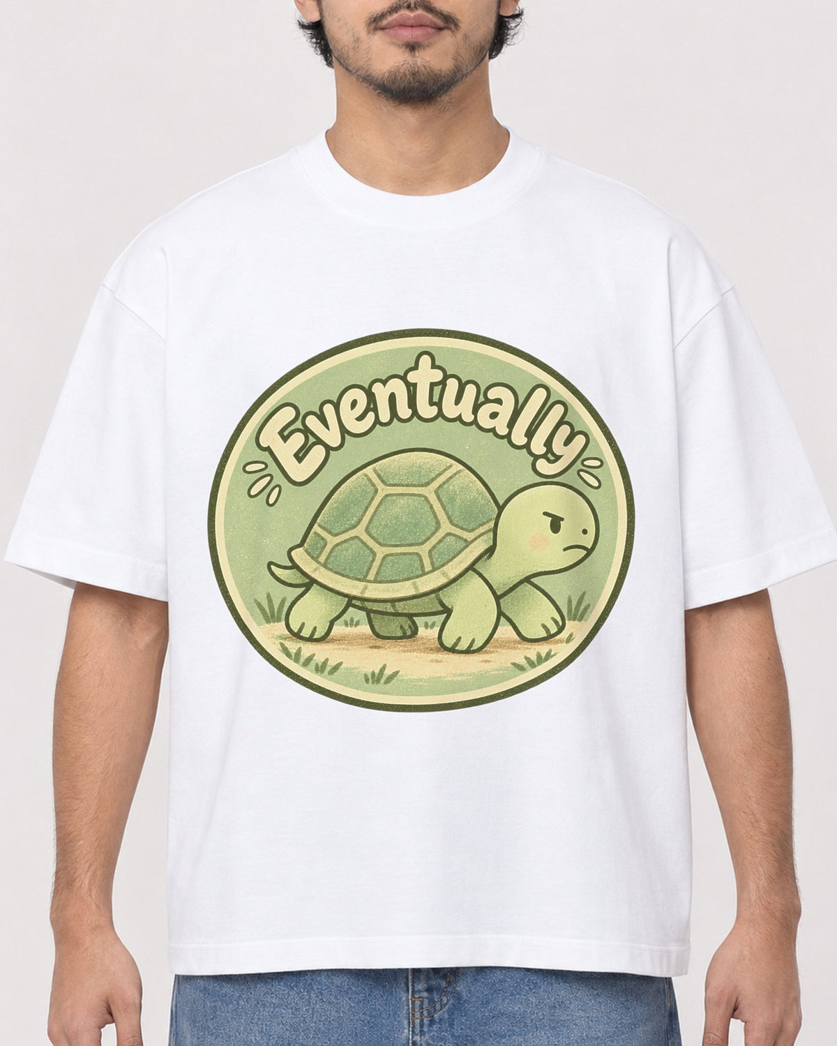 Mockup Boxy Heavyweight Tee White male close-up 02
