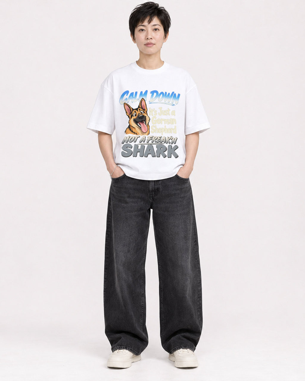 Mockup Boxy Heavyweight Tee White female full-body 23