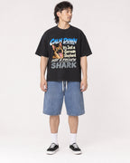 Mockup Boxy Heavyweight Tee Black male full-body 23