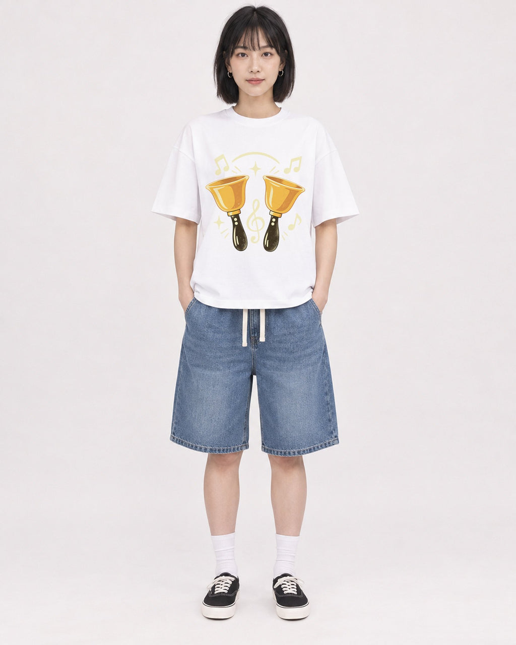 Mockup Boxy Heavyweight Tee White female full-body 11
