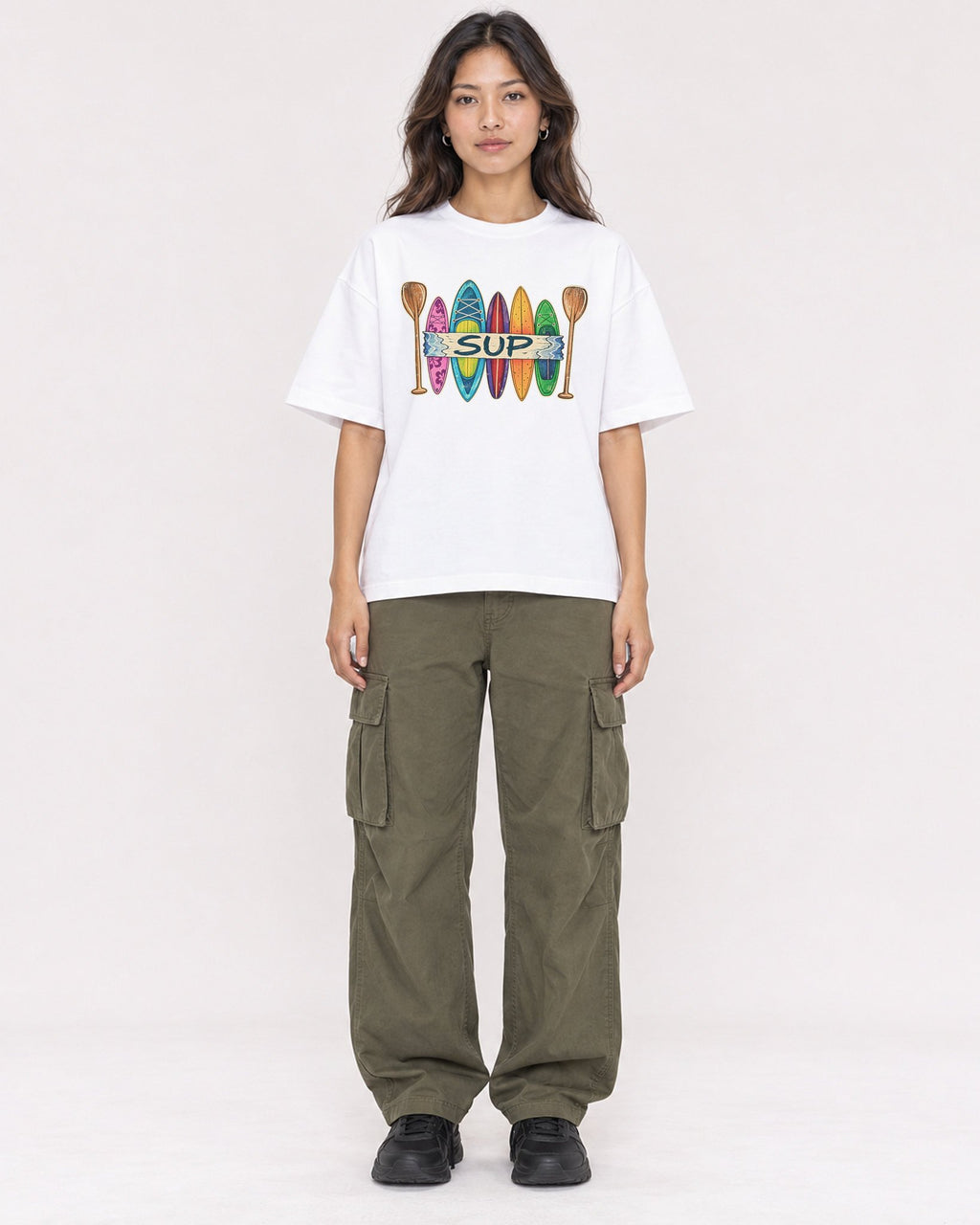 Mockup Boxy Heavyweight Tee White female full-body 02
