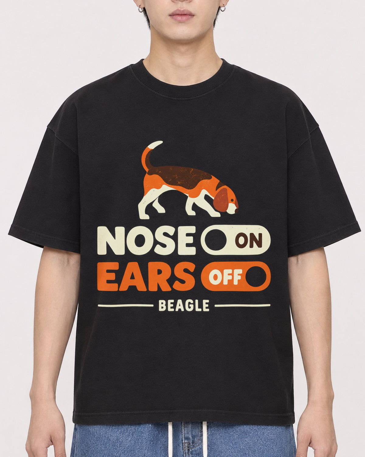 Mockup Boxy Heavyweight Tee Black male close-up 31