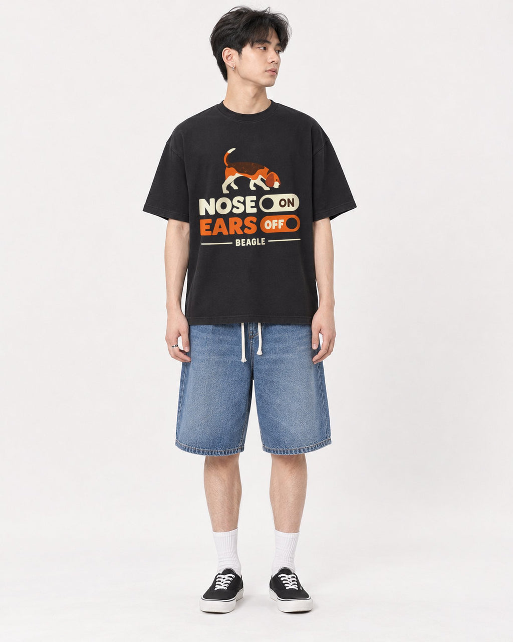Mockup Boxy Heavyweight Tee Black male full-body 31