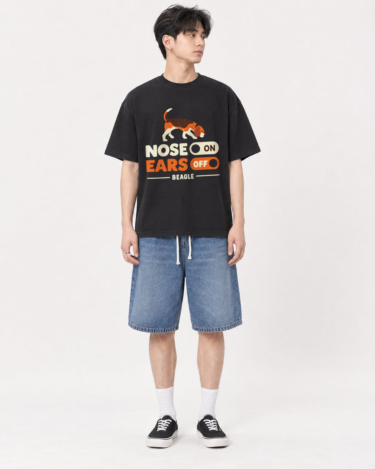 Mockup Boxy Heavyweight Tee Black male full-body 31