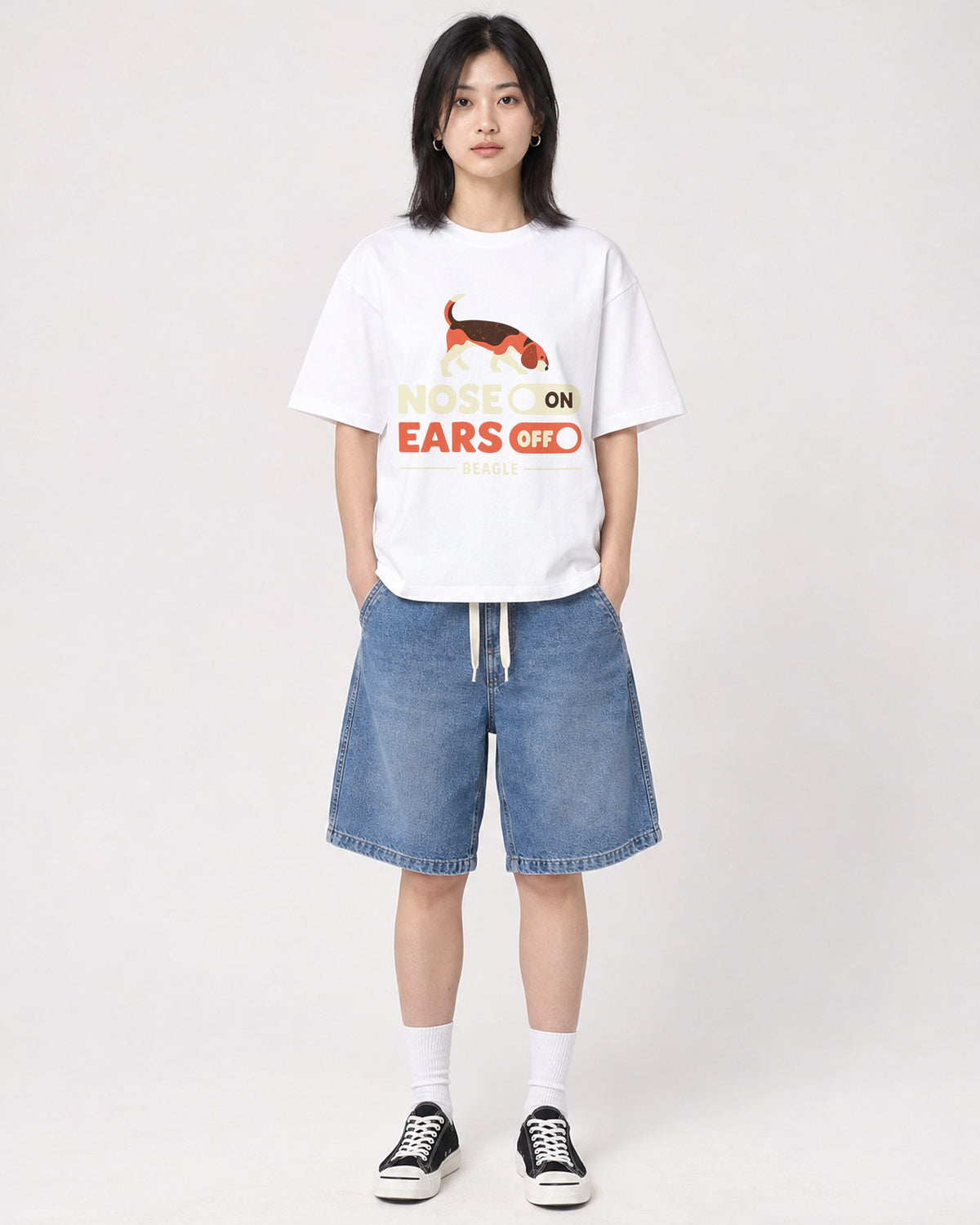 Mockup Boxy Heavyweight Tee White female full-body 31